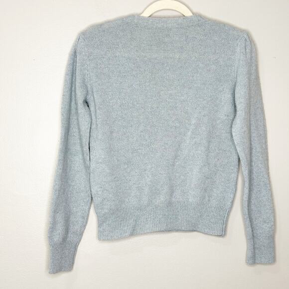 APC Blue Wool Cotton Micro Puff Sleeve Crew Neck Sweater XS - Picture 2 of 7